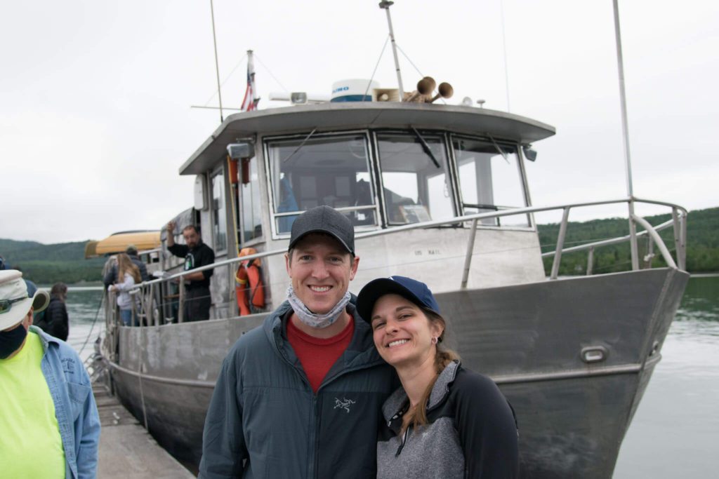 couple in front of ferry