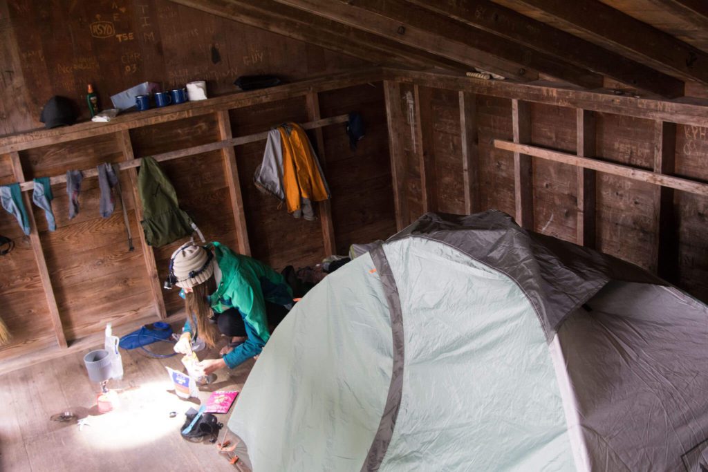 inside Isle Royale camping shelter
