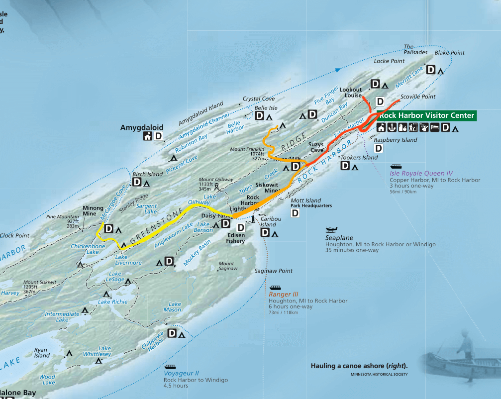 Isle Royale hiking map