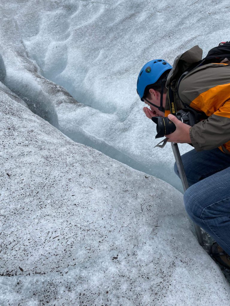 drinking from a glacier
