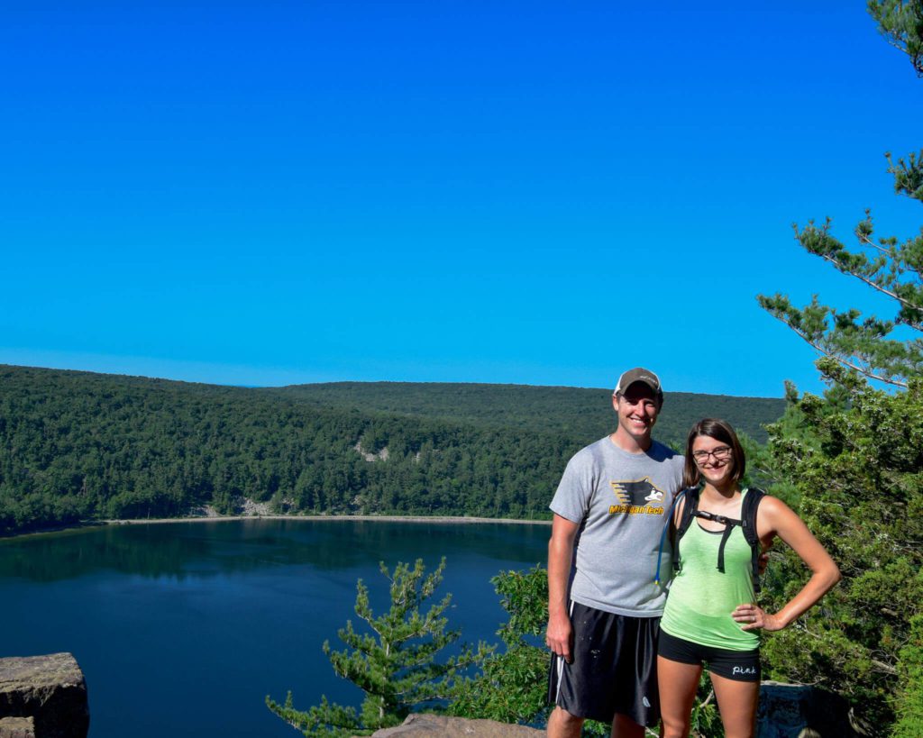 couple in front of Devil's Lake