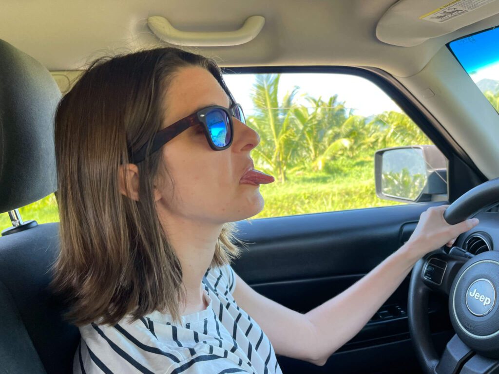 woman driving in Belize