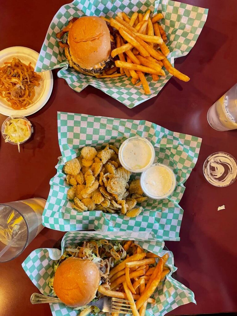 Fried pickles and burgers