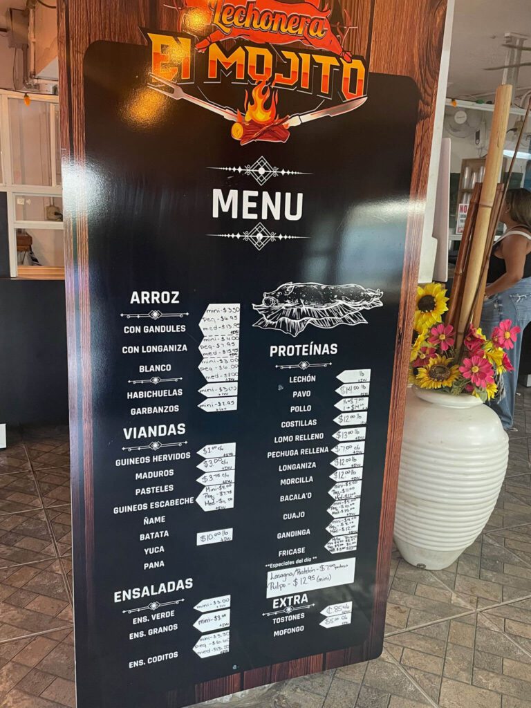El Mojito menu