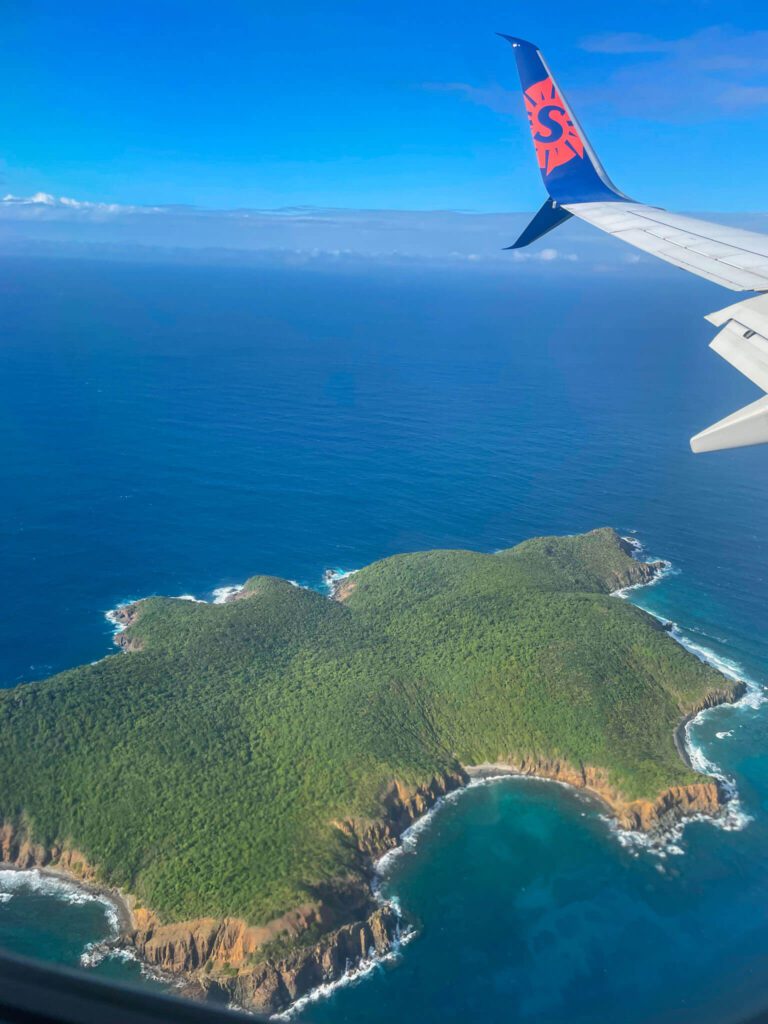 plane over island