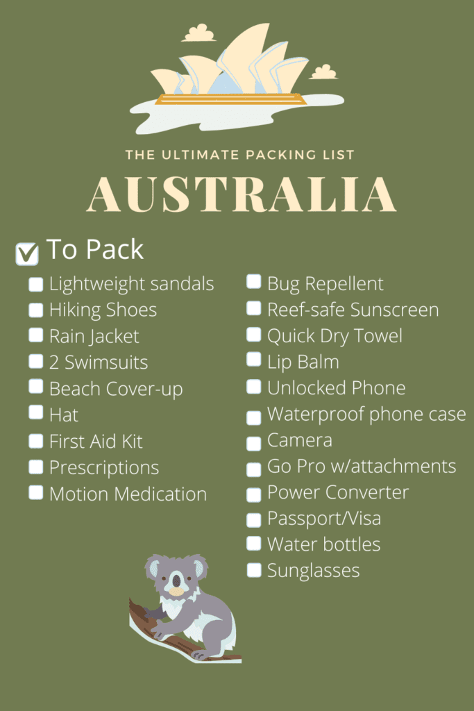 australia packing list